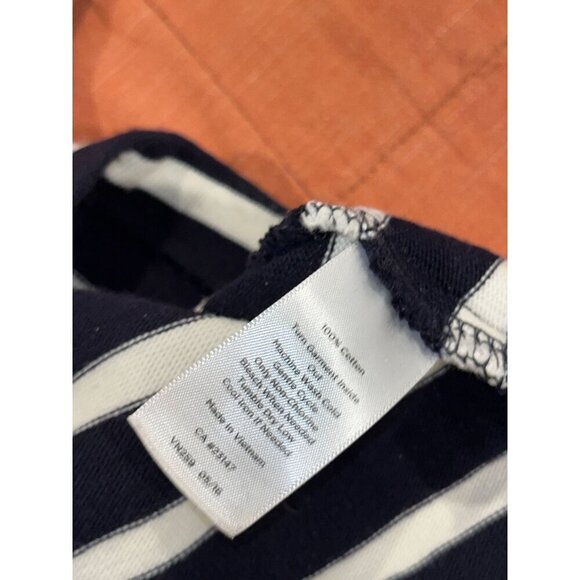 Talbots Womens Black & White Striped Long Sleeve Top With Shoulder Zipper Detail - Picture 8 of 9